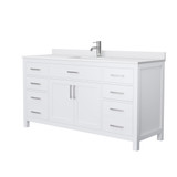 Wyndham WCG242466SWHWCUNSMXX Beckett 66 Inch Single Bathroom Vanity in White, White Cultured Marble Countertop, Undermount Square Sink, No Mirror