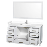 Wyndham WCS141460SWHWCUNSM58 Sheffield 60 Inch Single Bathroom Vanity in White, White Cultured Marble Countertop, Undermount Square Sink, 58 Inch Mirror