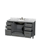 Wyndham WCS141460SKGCMUNOMXX Sheffield 60 Inch Single Bathroom Vanity in Dark Gray, White Carrara Marble Countertop, Undermount Oval Sink, and No Mirror