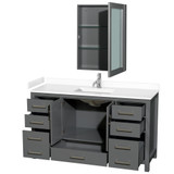 Wyndham WCS141460SKGWCUNSMED Sheffield 60 Inch Single Bathroom Vanity in Dark Gray, White Cultured Marble Countertop, Undermount Square Sink, Medicine Cabinet