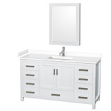 Wyndham WCS141460SWHWCUNSMED Sheffield 60 Inch Single Bathroom Vanity in White, White Cultured Marble Countertop, Undermount Square Sink, Medicine Cabinet