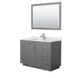 Wyndham WCF292948SKGCMUNSM46 Miranda 48 Inch Single Bathroom Vanity in Dark Gray, White Carrara Marble Countertop, Undermount Square Sink, Brushed Nickel Trim, 46 Inch Mirror