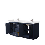 Wyndham WCF292972DBNC2UNSMXX Miranda 72 Inch Double Bathroom Vanity in Dark Blue, Light-Vein Carrara Cultured Marble Countertop, Undermount Square Sinks, Brushed Nickel Trim