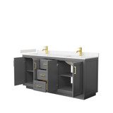 Wyndham WCF292972DGGC2UNSMXX Miranda 72 Inch Double Bathroom Vanity in Dark Gray, Light-Vein Carrara Cultured Marble Countertop, Undermount Square Sinks, Brushed Gold Trim