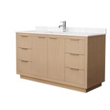 Wyndham WCF282860SLSC2UNSMXX Maroni 60 Inch Single Bathroom Vanity in Light Straw, Light-Vein Carrara Cultured Marble Countertop, Undermount Square Sink