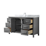 Wyndham WCV252560SKGCMUNSMXX Daria 60 Inch Single Bathroom Vanity in Dark Gray, White Carrara Marble Countertop, Undermount Square Sink, and No Mirror