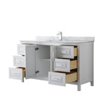 Wyndham WCV252560SWHCMUNSMXX Daria 60 Inch Single Bathroom Vanity in White, White Carrara Marble Countertop, Undermount Square Sink, and No Mirror