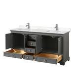 Wyndham WCS202072DKGC2UNSMXX Deborah 72 Inch Double Bathroom Vanity in Dark Gray, Light-Vein Carrara Cultured Marble Countertop, Undermount Square Sinks, No Mirrors