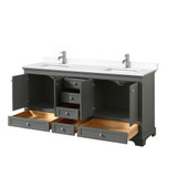 Wyndham WCS202072DKGWCUNSMXX Deborah 72 Inch Double Bathroom Vanity in Dark Gray, White Cultured Marble Countertop, Undermount Square Sinks, No Mirrors