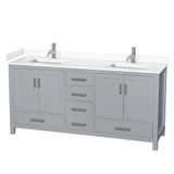Wyndham WCS141472DGYWCUNSMXX Sheffield 72 Inch Double Bathroom Vanity in Gray, White Cultured Marble Countertop, Undermount Square Sinks, No Mirror