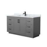 Wyndham WCF292960SGBCMUNSMXX Miranda 60 Inch Single Bathroom Vanity in Dark Gray, White Carrara Marble Countertop, Undermount Square Sink, Matte Black Trim