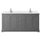 Wyndham WCV232372DKGC2UNSMXX Avery 72 Inch Double Bathroom Vanity in Dark Gray, Light-Vein Carrara Cultured Marble Countertop, Undermount Square Sinks, No Mirror