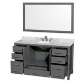 Wyndham WCS141460SKGCMUNOM58 Sheffield 60 Inch Single Bathroom Vanity in Dark Gray, White Carrara Marble Countertop, Undermount Oval Sink, and 58 Inch Mirror