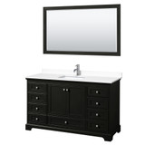 Wyndham WCS202060SDEWCUNSM58 Deborah 60 Inch Single Bathroom Vanity in Dark Espresso, White Cultured Marble Countertop, Undermount Square Sink, 58 Inch Mirror