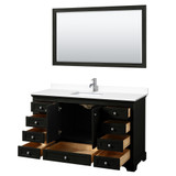 Wyndham WCS202060SDEWCUNSM58 Deborah 60 Inch Single Bathroom Vanity in Dark Espresso, White Cultured Marble Countertop, Undermount Square Sink, 58 Inch Mirror