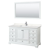 Wyndham WCS202060SWHC2UNSM58 Deborah 60 Inch Single Bathroom Vanity in White, Light-Vein Carrara Cultured Marble Countertop, Undermount Square Sink, 58 Inch Mirror Wyndham WCS202060SWHC2UNSM58 Deborah 60 Inch Single Bathroom Vanity in White, Light-Vein Carrara Cultured Marble Countertop, Undermount Square Sink, 58 Inch Mirror