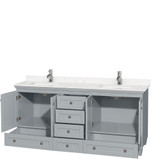 Wyndham WCV800072DOYC2UNSMXX Acclaim 72 Inch Double Bathroom Vanity in Oyster Gray, Light-Vein Carrara Cultured Marble Countertop, Undermount Square Sinks, No Mirrors