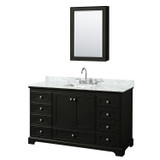 Wyndham WCS202060SDECMUNSMED Deborah 60 Inch Single Bathroom Vanity in Dark Espresso, White Carrara Marble Countertop, Undermount Square Sink, and Medicine Cabinet Wyndham WCS202060SDECMUNSMED Deborah 60 Inch Single Bathroom Vanity in Dark Espresso, White Carrara Marble Countertop, Undermount Square Sink, and Medicine Cabinet