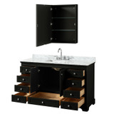 Wyndham WCS202060SDECMUNSMED Deborah 60 Inch Single Bathroom Vanity in Dark Espresso, White Carrara Marble Countertop, Undermount Square Sink, and Medicine Cabinet Wyndham WCS202060SDECMUNSMED Deborah 60 Inch Single Bathroom Vanity in Dark Espresso, White Carrara Marble Countertop, Undermount Square Sink, and Medicine Cabinet
