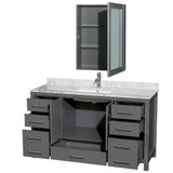 Wyndham WCS141460SKGCMUNSMED Sheffield 60 Inch Single Bathroom Vanity in Dark Gray, White Carrara Marble Countertop, Undermount Square Sink, and Medicine Cabinet