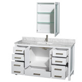 Wyndham WCS141460SWHCMUNSMED Sheffield 60 Inch Single Bathroom Vanity in White, White Carrara Marble Countertop, Undermount Square Sink, and Medicine Cabinet