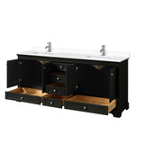 Wyndham WCS202080DDEWCUNSMXX Deborah 80 Inch Double Bathroom Vanity in Dark Espresso, White Cultured Marble Countertop, Undermount Square Sinks, No Mirrors