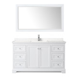 Wyndham WCV232360SWHC2UNSM58 Avery 60 Inch Single Bathroom Vanity in White, Light-Vein Carrara Cultured Marble Countertop, Undermount Square Sink, 58 Inch Mirror Wyndham WCV232360SWHC2UNSM58 Avery 60 Inch Single Bathroom Vanity in White, Light-Vein Carrara Cultured Marble Countertop, Undermount Square Sink, 58 Inch Mirror