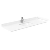 Wyndham WCV232360SWGWCUNSM58 Avery 60 Inch Single Bathroom Vanity in White, White Cultured Marble Countertop, Undermount Square Sink, 58 Inch Mirror, Brushed Gold Trim