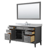 Wyndham WCV303060SKGCMUNOM56 Margate 60 Inch Single Bathroom Vanity in Dark Gray, White Carrara Marble Countertop, Undermount Oval Sink, and 56 Inch Mirror