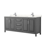 Wyndham WCV252580DKGC2UNSMXX Daria 80 Inch Double Bathroom Vanity in Dark Gray, Light-Vein Carrara Cultured Marble Countertop, Undermount Square Sinks, No Mirror