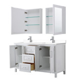 Wyndham WCV252560DWHWCUNSMED Daria 60 Inch Double Bathroom Vanity in White, White Cultured Marble Countertop, Undermount Square Sinks, Medicine Cabinets