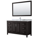Wyndham WCV252560SDECMUNSM58 Daria 60 Inch Single Bathroom Vanity in Dark Espresso, White Carrara Marble Countertop, Undermount Square Sink, and 58 Inch Mirror