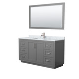 Wyndham WCF292960SKGCMUNSM58 Miranda 60 Inch Single Bathroom Vanity in Dark Gray, White Carrara Marble Countertop, Undermount Square Sink, Brushed Nickel Trim, 58 Inch Mirror