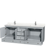 Wyndham WCV800080DOYC2UNSMXX Acclaim 80 Inch Double Bathroom Vanity in Oyster Gray, Light-Vein Carrara Cultured Marble Countertop, Undermount Square Sinks, No Mirrors