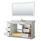 Wyndham WCV232360SWGCMUNOM58 Avery 60 Inch Single Bathroom Vanity in White, White Carrara Marble Countertop, Undermount Oval Sink, 58 Inch Mirror, Brushed Gold Trim Wyndham WCV232360SWGCMUNOM58 Avery 60 Inch Single Bathroom Vanity in White, White Carrara Marble Countertop, Undermount Oval Sink, 58 Inch Mirror, Brushed Gold Trim