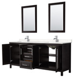 Wyndham WCV252580DDEC2UNSM24 Daria 80 Inch Double Bathroom Vanity in Dark Espresso, Light-Vein Carrara Cultured Marble Countertop, Undermount Square Sinks, 24 Inch Mirrors Wyndham WCV252580DDEC2UNSM24 Daria 80 Inch Double Bathroom Vanity in Dark Espresso, Light-Vein Carrara Cultured Marble Countertop, Undermount Square Sinks, 24 Inch Mirrors