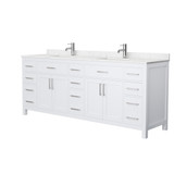 Wyndham WCG242484DWHCCUNSMXX Beckett 84 Inch Double Bathroom Vanity in White, Carrara Cultured Marble Countertop, Undermount Square Sinks, No Mirror