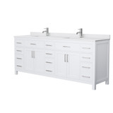 Wyndham WCG242484DWHWCUNSMXX Beckett 84 Inch Double Bathroom Vanity in White, White Cultured Marble Countertop, Undermount Square Sinks, No Mirror