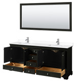 Wyndham WCS202080DDEWCUNSM70 Deborah 80 Inch Double Bathroom Vanity in Dark Espresso, White Cultured Marble Countertop, Undermount Square Sinks, 70 Inch Mirror