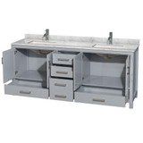 Wyndham WCS141480DGYCMUNSMXX Sheffield 80 Inch Double Bathroom Vanity in Gray, White Carrara Marble Countertop, Undermount Square Sinks, and No Mirror