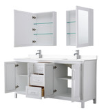 Wyndham WCV252572DWHWCUNSMED Daria 72 Inch Double Bathroom Vanity in White, White Cultured Marble Countertop, Undermount Square Sinks, Medicine Cabinets