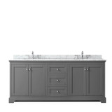 Wyndham WCV232380DKGCMUNOMXX Avery 80 Inch Double Bathroom Vanity in Dark Gray, White Carrara Marble Countertop, Undermount Oval Sinks, and No Mirror