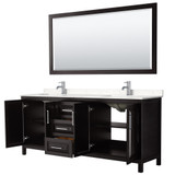Wyndham WCV252580DDEC2UNSM70 Daria 80 Inch Double Bathroom Vanity in Dark Espresso, Light-Vein Carrara Cultured Marble Countertop, Undermount Square Sinks, 70 Inch Mirror Wyndham WCV252580DDEC2UNSM70 Daria 80 Inch Double Bathroom Vanity in Dark Espresso, Light-Vein Carrara Cultured Marble Countertop, Undermount Square Sinks, 70 Inch Mirror