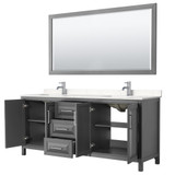 Wyndham WCV252580DKGC2UNSM70 Daria 80 Inch Double Bathroom Vanity in Dark Gray, Light-Vein Carrara Cultured Marble Countertop, Undermount Square Sinks, 70 Inch Mirror Wyndham WCV252580DKGC2UNSM70 Daria 80 Inch Double Bathroom Vanity in Dark Gray, Light-Vein Carrara Cultured Marble Countertop, Undermount Square Sinks, 70 Inch Mirror