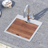 Ruvati 13 x 11 inch Solid Wood Cutting Board Sink Cover for RVH8215 and RVQ5215 workstation sinks - RVA1215