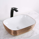 Ruvati 20 x 16 inch Bathroom Vessel Sink Rose Gold Decorative Art Above Vanity Counter White Porcelain Ceramic - RVB2016WR