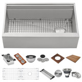 Ruvati 45-inch Workstation Two-Tiered Ledge Kitchen Sink Apron-Front 16 Gauge Stainless Steel - RVH9333