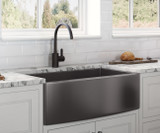 Ruvati 30-inch Apron-Front Farmhouse Kitchen Sink - Gunmetal Black Matte Stainless Steel Single Bowl - RVH9660BL