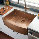 Ruvati 30-inch Apron-Front Farmhouse Kitchen Sink - Copper Tone Matte Bronze Stainless Steel Single Bowl - RVH9660CP