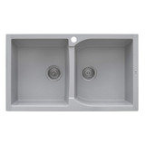 Ruvati 34 x 20 inch epiGranite Dual-Mount Granite Composite Double Bowl Kitchen Sink - Silver Gray - RVG1319GR